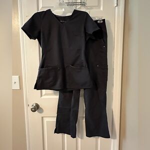 Healing Hands Purple Label Yoga Charcoal Grey Scrub Set